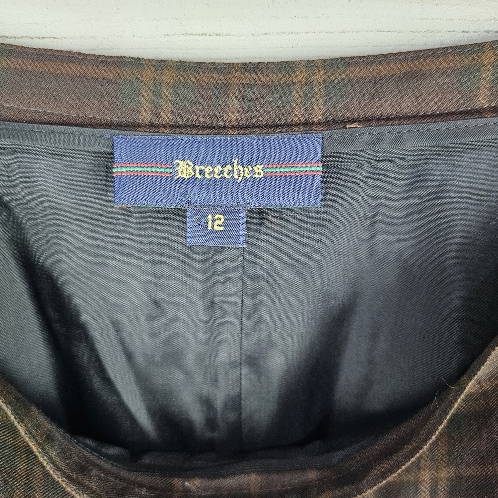 VTG Breeches Tartan Plaid Wool Blend Maxi Skirt Sz 12 Brown Paisley Academia - Picture 13 of 15